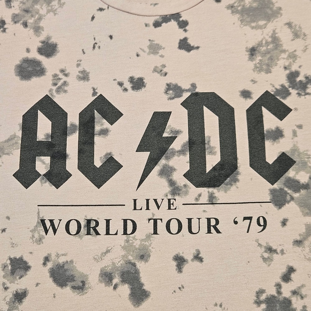 Maurices AC/DC Graphic Tee Womens Small Pink Tie Dye World Tour‎ 79 Band Shirt